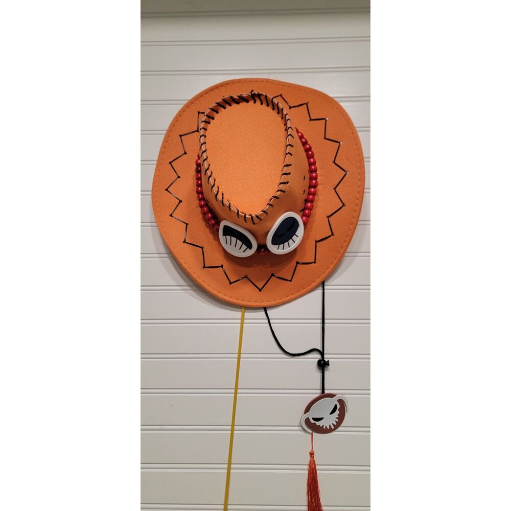 One Piece Portgas D. Ace Cowboy Hat With Beads Hat Anime Cosplay Cap. Luffy